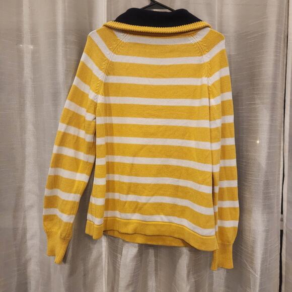 Ralph Lauren Striped 3/4 Zip Knitted Cotton Shawl Collar Womens Sz XL - Picture 3 of 3